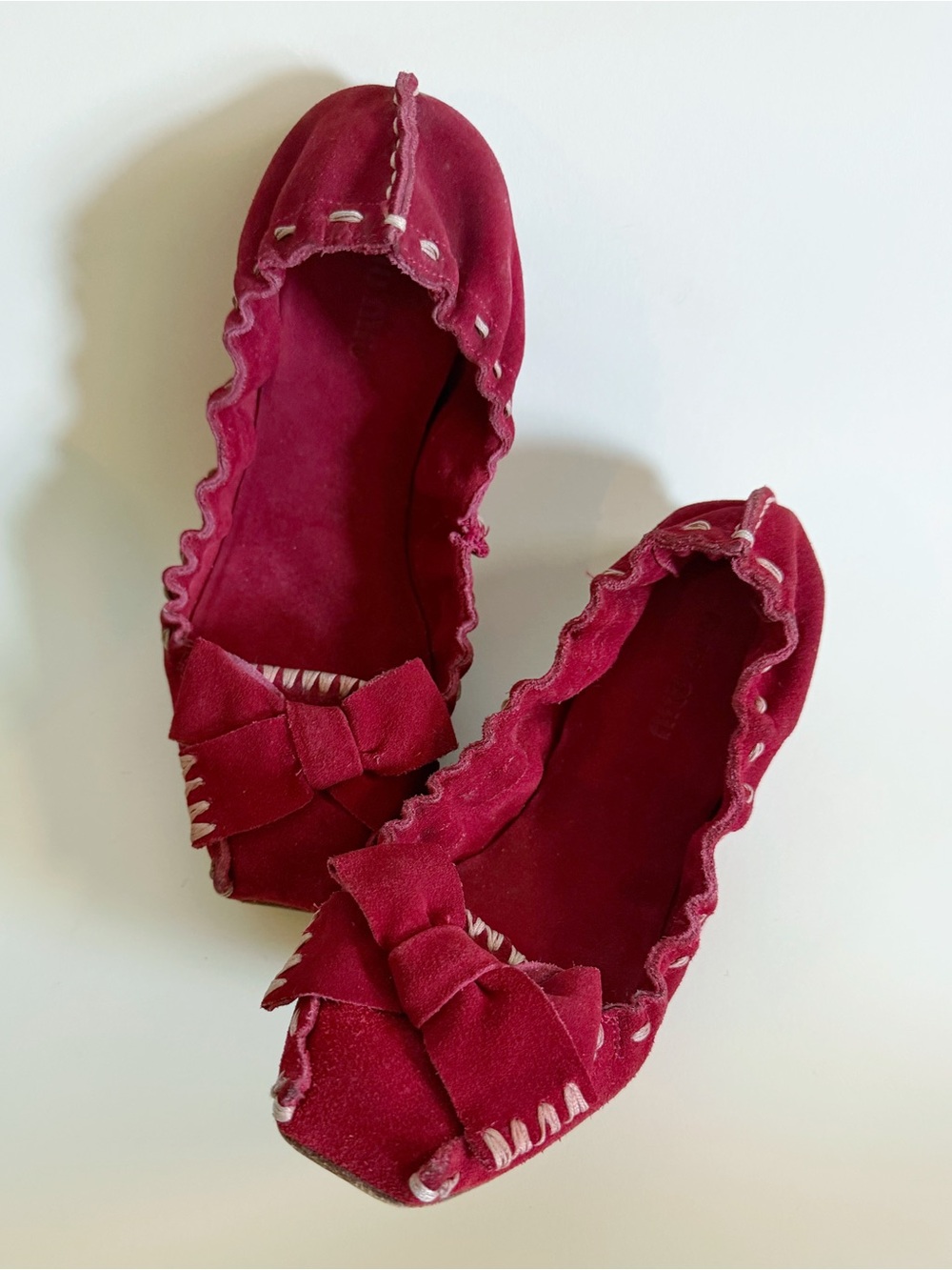 Miu Miu Burgundy Red Suede Ballet Flats